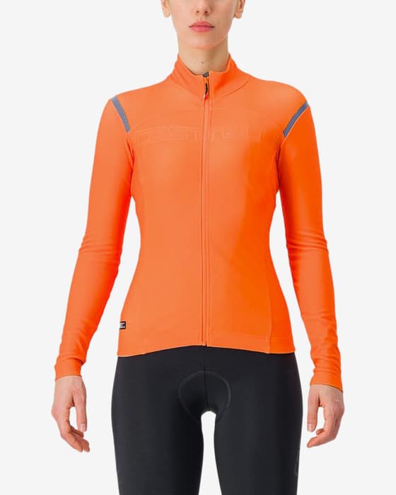 Maillot Castelli Tutto Nano RoS Rosso Corsa manche longue orange clair femme