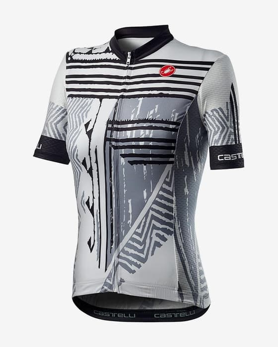 Maillot Castelli Astratta manche courte blanc noir femme
