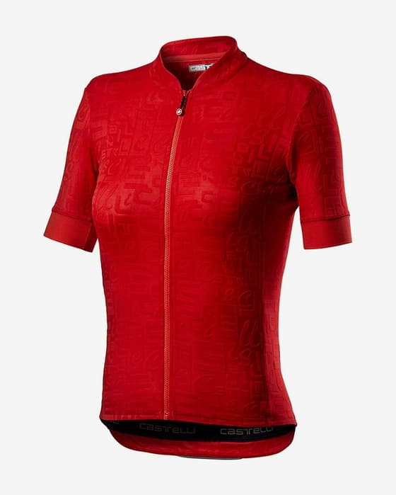 Maillot Castelli Promessa Jacquard manche courte rouge femme