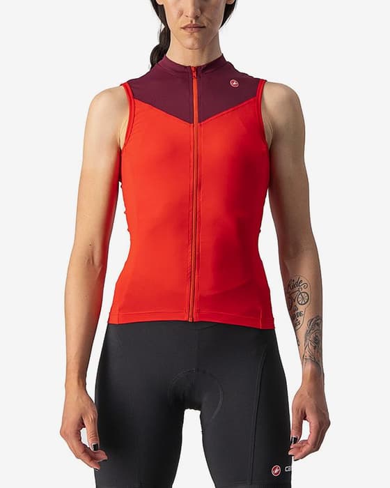 Maillot Castelli Solaris sans manches rouge violet femme