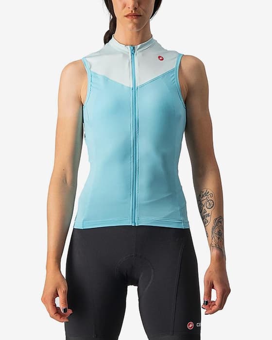 Maillot Castelli Solaris sans manches bleu céleste bleu gris femme