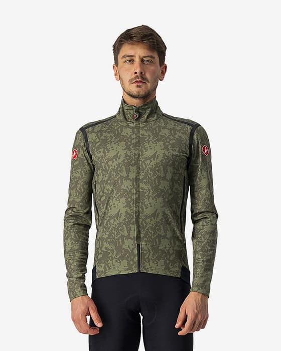 Chaqueta Castelli Perfetto RoS Rosso Corsa Unlimited GORE-TEX INFINIUM™ verde camuflaje negro
