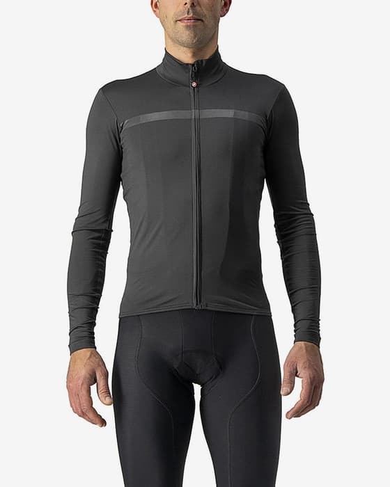 Maillot Castelli Pro Thermal Mid Rosso Corsa manga larga gris oscuro