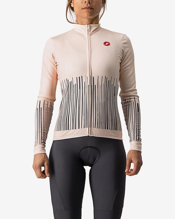 Maillot Castelli Sorpresa manche longue rose clair gris foncé femme