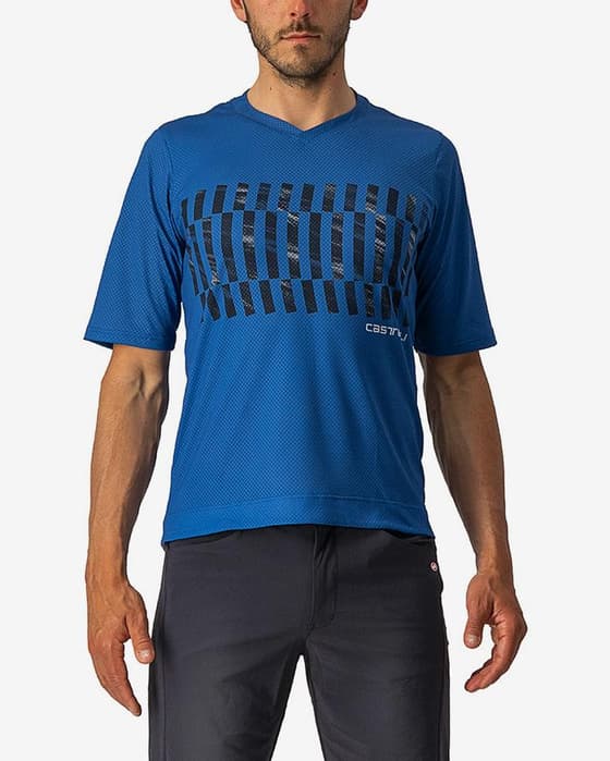Maillot Castelli Trail Tech manche courte bleu argenté bleu marine