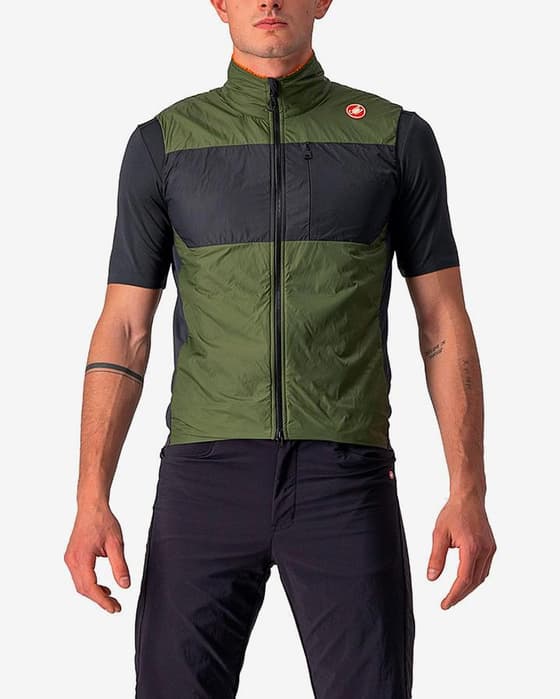 Chaleco cortavientos Castelli Unlimited gris oscuro verde oliva naranja