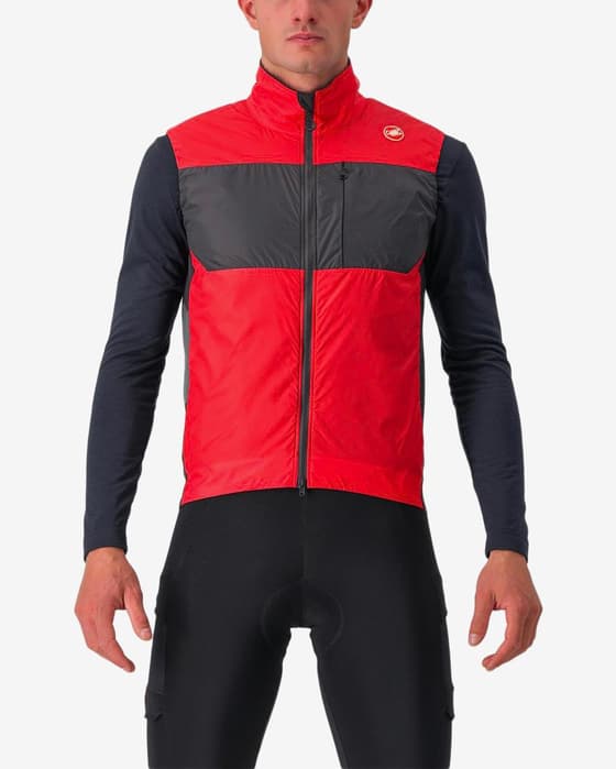 Chaleco cortavientos Castelli Unlimited rojo brillante gris oscuro