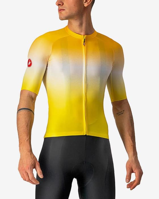 Maillot Castelli Aero Race 6.0 Rosso Corsa manche courte jaune gris clair