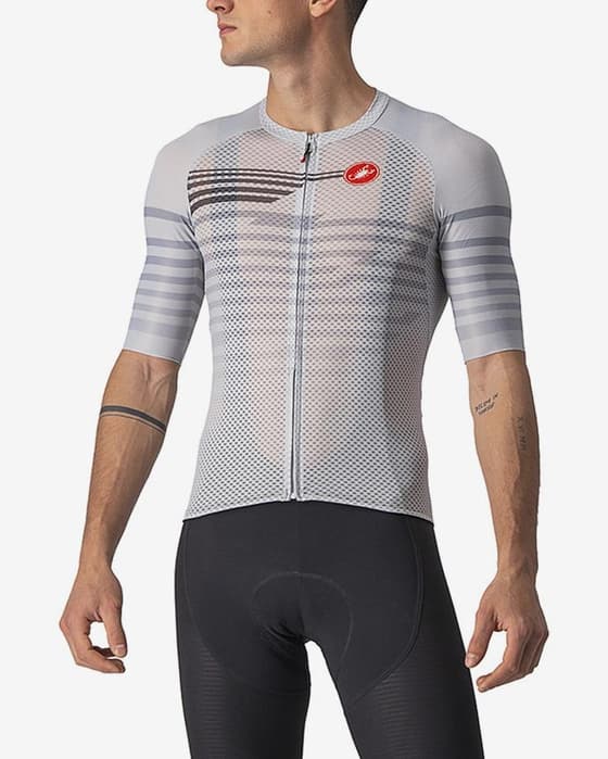 Maillot Castelli Climber's 3.0 Rosso Corsa manga corta plateado gris oscuro