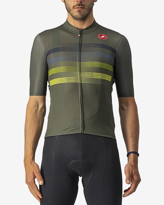 Maillot Castelli Endurance Pro manche courte vert foncé jaune bleu