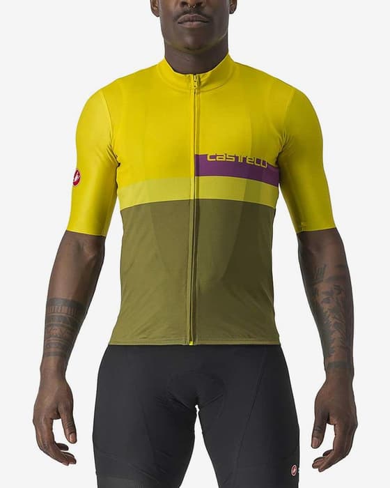 Maillot Castelli A Blocco manche courte jaune vert lilas