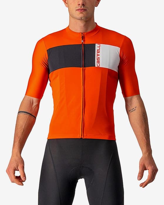 Maillot Castelli Prologo 7 manche courte rouge orangé noir blanc