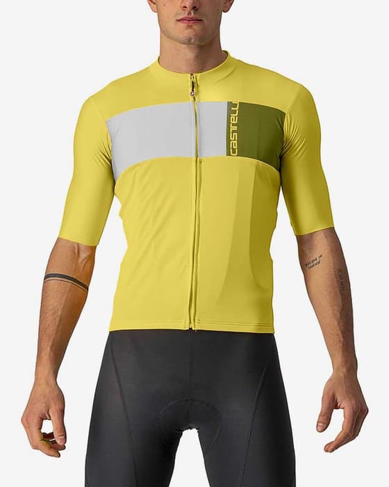Maillot Castelli Prologo 7 manche courte jaune clair blanc vert