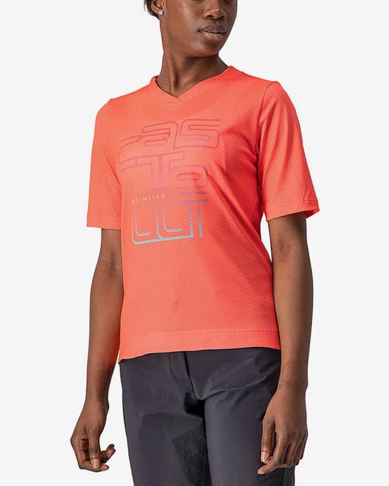 Maillot Castelli Trail Tech manche courte rouge corail femme