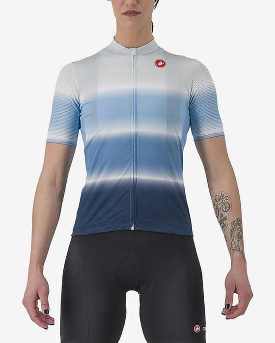 Maillot Castelli Dolce manga corta azul blanco grisáceo mujer