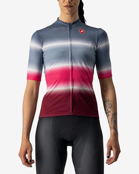 Maillot Castelli Dolce manche courte bleu acier rose lilas femme