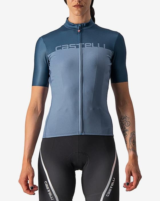 Maillot Castelli Velocissima manche courte bleu acier femme