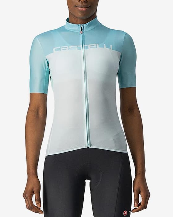 Maillot Castelli Velocissima manche courte bleu céleste femme