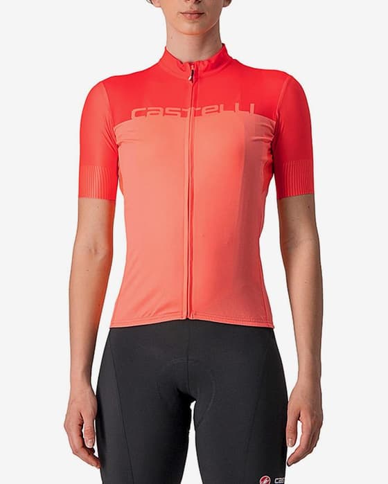 Maillot Castelli Velocissima manche courte rouge corail rose femme