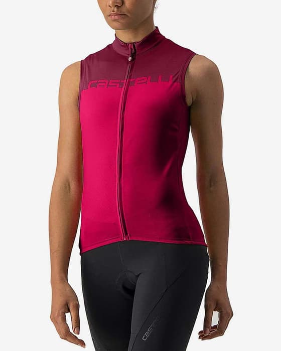 Maillot Castelli Velocissima sans manches rouge bordeaux femme