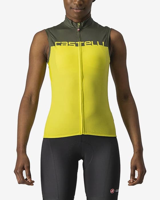 Maillot Castelli Velocissima sans manches jaune vert foncé femme