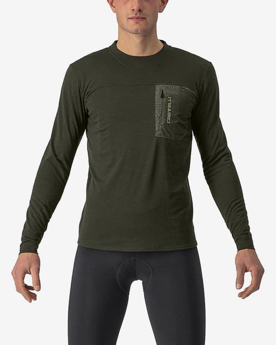 Maillot Castelli Unlimited Merino manche longue vert foncé
