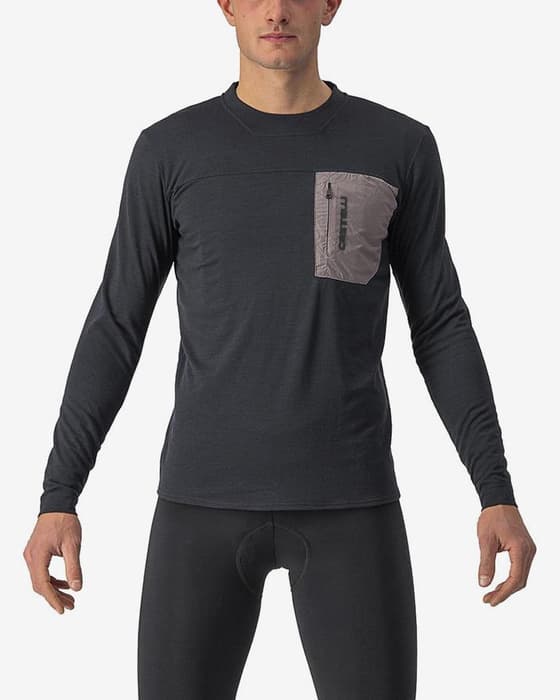 Maillot Castelli Unlimited Merino manche longue noir clair gris