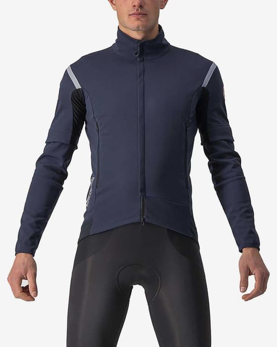 Castelli Perfetto RoS 2 Rosso Corsa GORE-TEX INFINIUM™ Jacke mit abnehmbaren Ärmeln dunkelblau/silber