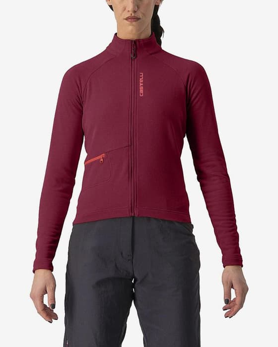 Maillot Castelli Unlimited Trail manche longue rouge bordeaux rose femme