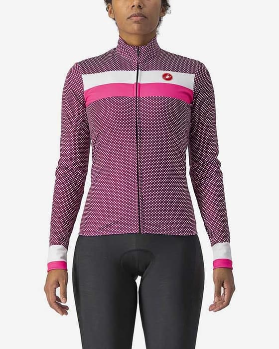 Maillot Castelli Volare manche longue lilas blanc rose femme