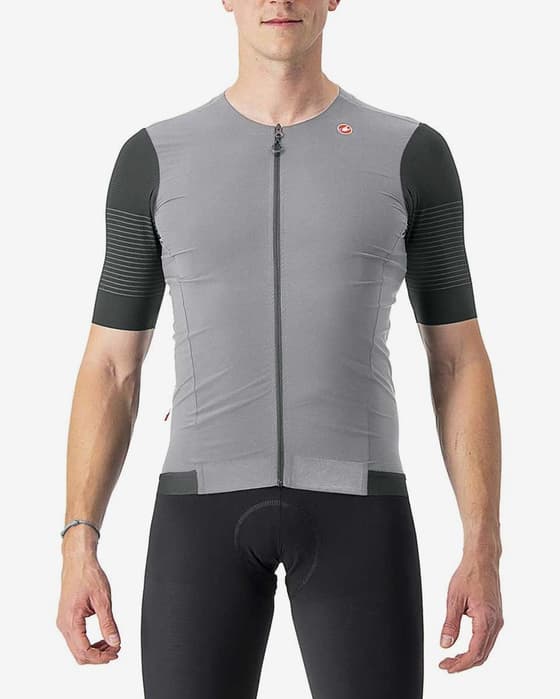 Maillot Castelli Premio manche courte gris clair vert sauge
