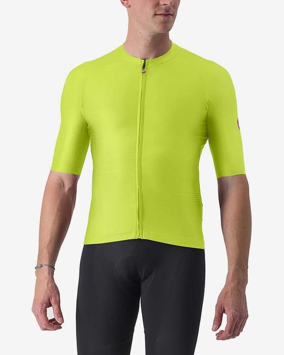 Maillot Castelli Aero Race 6.0 Rosso Corsa manche courte vert lime électrique