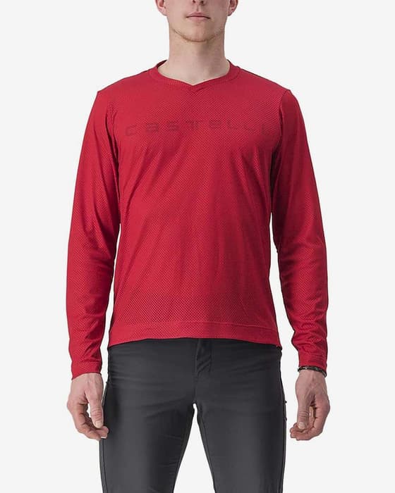 Maillot Castelli Trail Tech 2 manche longue rouge foncé