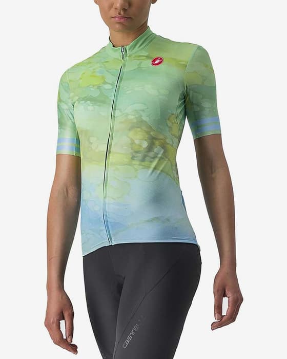 Maillot Castelli Marmo manche courte vert bleu femme