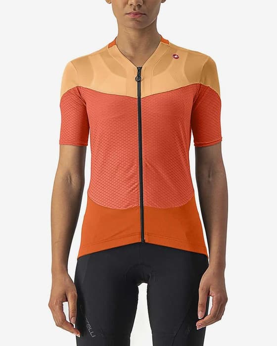Maillot Castelli Gradient Color Block manche courte rouge orangé femme
