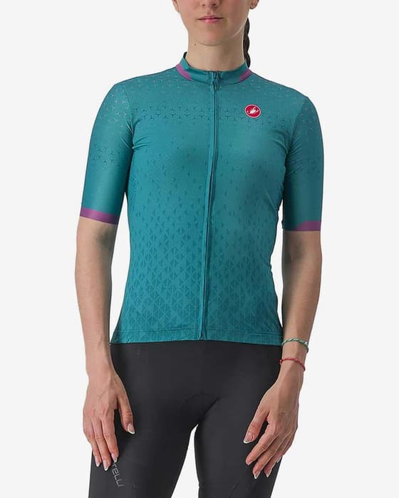 Maillot Castelli Pezzi manche courte vert turquoise femme