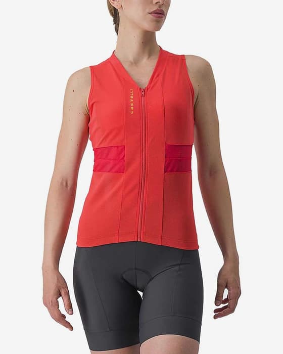 Maillot Castelli Anima 4 sans manches rouge hibiscus femme