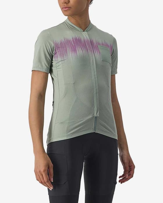 Maillot Castelli Unlimited Sentiero 2 manche courte vert pâle lilas femme