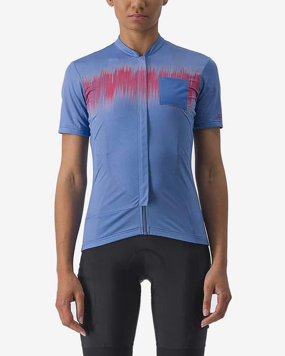 Maillot Castelli Unlimited Sentiero 2 manche courte bleu rouge femme