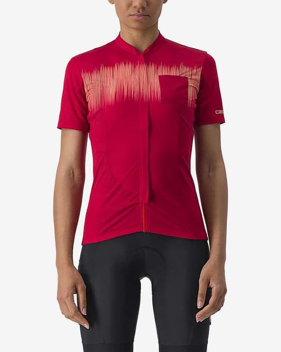 Maillot Castelli Unlimited Sentiero 2 manche courte rouge foncé femme