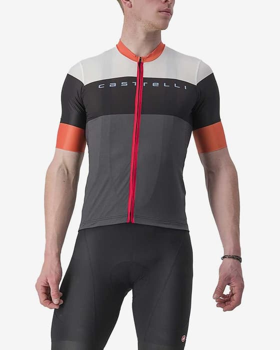 Maillot Castelli Sezione manga corta gris oscuro blanco rojo