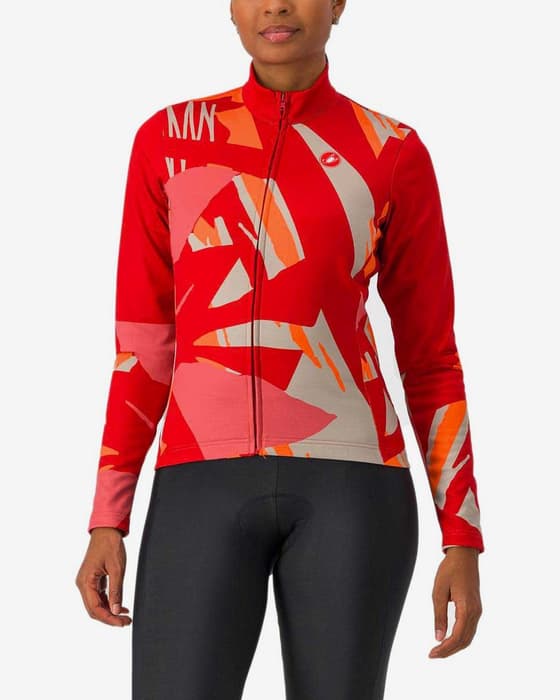 Maillot Castelli Tropicale manche longue rouge multicolore femme