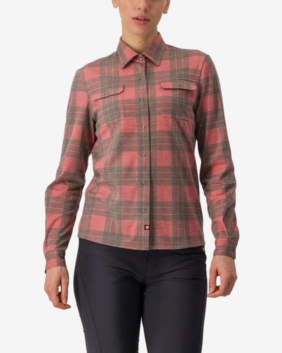 Camisa Castelli Unlimited manga larga rojo viejo gris mujer