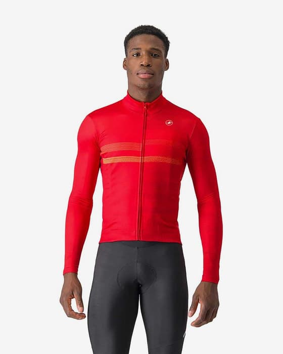 Maillot Castelli Collapse JRS manche longue rouge intense orange