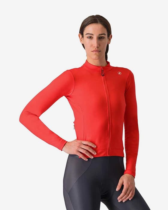 Maillot Castelli Espresso Thermal manche longue rouge intense femme