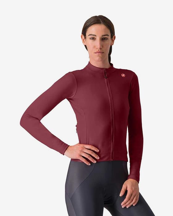 Maillot Castelli Espresso Thermal manche longue rouge pur femme
