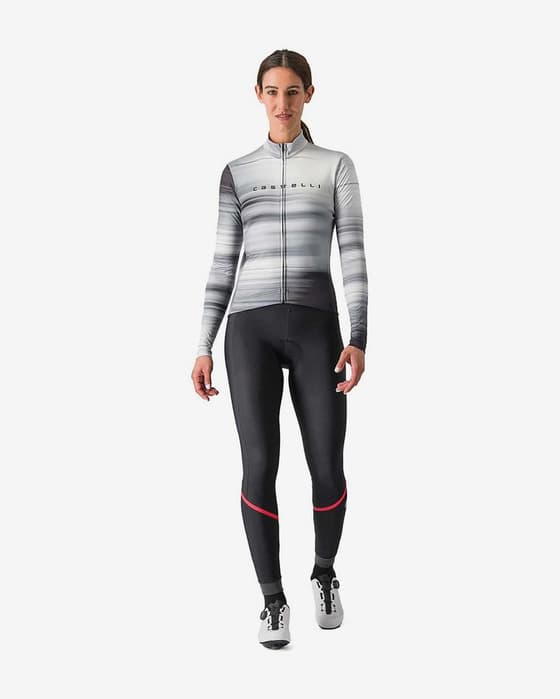 Maillot Castelli Phase manche longue blanc neutre noir femme