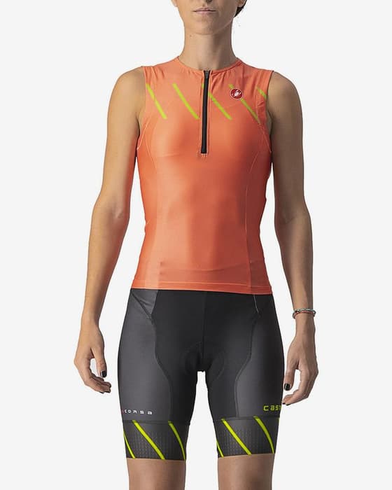 Top Castelli Free Tri 2 Rosso Corsa sem mangas vermelho coral mulher