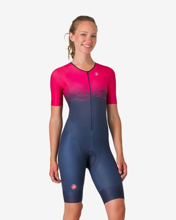 Castelli Core Tri Short Sleeve Tri Suit Fuchsia Navy Women