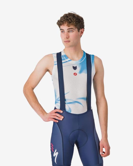 Soudal Quick-Step 2025 Pro Mesh Sleeveless Base Layer Top White Blue
